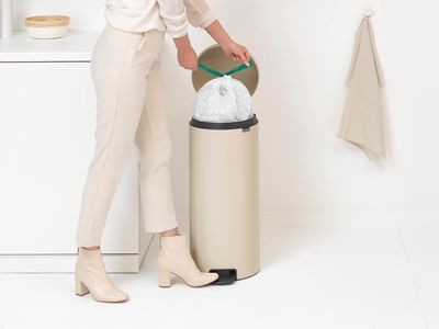 Brabantia NewIcon 30L Pedal Bin – Beige Stainless Steel Trash Can