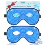 BeeVines Ice Eye Mask, 2 Pack JUMBO Cooling Gel Masks for Puffy Eyes for Men & Women, Cold & Warm Compress for Post Surgery, Puffiness, Allergies & Migraines Treatment (A11 Blue & Blue)