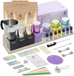 RU HANDMADE Candle Making Kit for Adults Beginner with Engraved 4x7oz Glass Jars&3 Tins, Candle Kit, 7 Pleasant Scents, Complete DIY Supplies Set with Soy Wax, Color Dye, Wick, Perfect for Home Craft