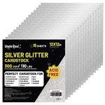 Sliver Glitter Cardstock Paper, 15 Sheets 300gsm/110Ib Square Colored Card Paper for Crafts DIY Projects Card Making Birthday Wedding Decoration UAP21SR15