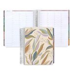Erin Condren 7x9 Coiled Life Planner (July 2024 - December 2025) - Gilded Palms Classic Cover, Hourly Layout, Bold Blooms Theme, Platinum Coil
