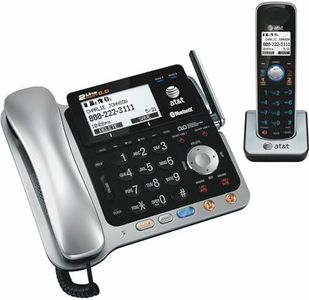 AT&T TL86109 DECT 6.0 2-Line Expandable Corded/Cordless Phone with Bluetooth Connect to Cell, Answering System and Base Speakerphone, 1 Corded Handset and 1 Cordless Handset, Silver/Black