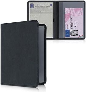 kwmobile Custodia Libretto Circolazione Auto in Simil Pelle Scamosciata - Portalibretto con Scomparti Tessere Patente - Foderina Porta Documenti nero