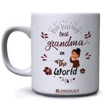 Jhingalala Best Grandma in The World Printed Ceramic Coffee Mug White - 11 Oz Mug Gift for Grandmother (JC10125)