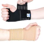 Actesso Elastic Wrist Support With Strap - Ideal for Sprains, Injury or Tendonitis with no metal bar - Support without inhibiting flexibility | Left or Right (Black, M (Pack of 1))