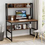 Tribesigns Computer Desk with Hutch, Study Desk with Bottome Storage Shelve, Worksation for Home Office, Small Space