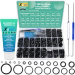 XBVV 1140 Pcs 21 Size O-Ring & Silicone Grease & Pick Hook 3-in-1 Home Universal Kit for Faucet Plumbing Pressure Washer Air or Gas Seal Repair