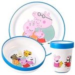 Peppa Pig 3pcs Reusable Bicolor Premium Kids Dinner Tableware Set Plate, Bowl & Tumbler, BPA Free