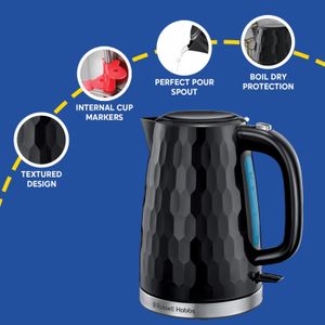 Russell Hobbs Honeycomb 1.7L Electric Kettle – Fast Boil, Black