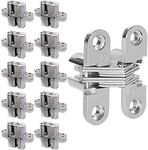 AConnet 10 Packs Hidden Door Hinges 10 Pack Concealed Cross Hinge Invisible 180 Degree Hinge Swing Coss Invisible Hinge for Cabinets, 0.47'' Leaf Width, 1.7" Leaf Hight