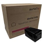 [500 Pack] Aurelia Extra Absorbent Disposable Dental Bibs Without Glue - Patient Bib for Dental & Medical Offices, Make Up Artists and Nail Salons (500 Bibs, Black)