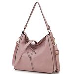 VONXURY Hobo Bags for Women, Fashion Ladies Purse and Handbags Faux Leather Shoulder Bags with Detachable Long Strap (Light Pink)