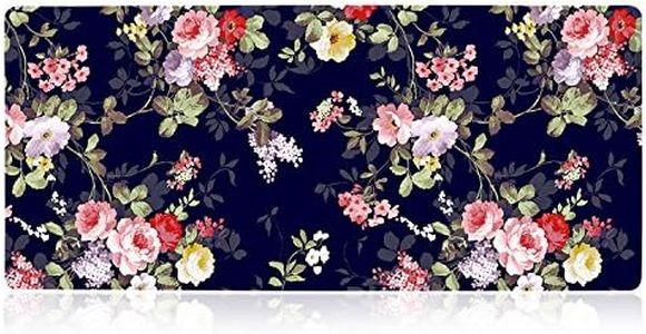 iLeadon Desk Pad Protector, Large Gaming Mouse Pad 35.1 x 15.75-inch 2.5mm Thick, Cute Desk Decor, Office Desk Writing Pad with Non-Slip Rubber Base for Home Office Work Accessories, Navy Blue Rose