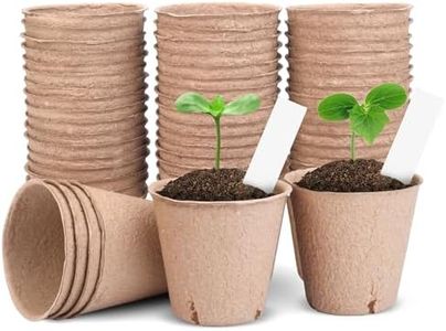 ARGCONNER Peat Pots for Seedlings 3.15 Inch, Biodegradable Round Seed Starter Pots with 10 Plant Labels for Garden Germination, Nursery Pot with Drainage Holes (40 Pack/3.15 Inch)