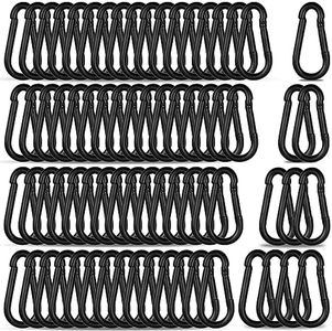 200PCS M5 Carabiner Clip, 3/16Inch Galvanized Steel Black Quick Link Small Carabiner Clips, 2'' Spring Carabiner Link Buckle for Fishing Camping Hammock Dog Leashes-220LBS Holding Capacity