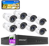 SMONET 5MP 8CH PoE Home Security Camera System,8CH NVR CCTV Surveillance Camera System with 3TB HDD,8PCS 5MP Outdoor Wired IP Cameras,Power Over Ethernet,24/7 Recording,Remote Monitoring,Weatherproof