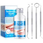 Bisienya Tooth Filling Repair Kit, Temporary Tooth Filling Kit with 4 Dental Tools Re-Usable Temporary Tooth Filling for Teeth for Temporary Restoration of Missing & Broken Teeth Replacement Dentures