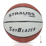 STRAUSS SkyBlazer Basketball Size 7 | Professional Basket Ball for Indoor-Outdoor Training and Match | Suitable for Hard Surface, Wooden Flooring & Synthetic Surface | for Kids and Adults