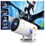 Smart Mini Projector WiFi6 Bluetooth 5.0 - XGODY Gimbal 3 Protable Projector 12000 Lumen Support 4K with Android TV 11.0, Auto Keystone Bedroom Projector, 180° Stand, for Men/Women