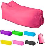 LONGJIN Inflatable Lounger Air Sofa Hammock, Inflatable Couch for Camping, Portable Waterproof Anti-Air Leaking Pouch Couch Air Chair for Outdoor, Beach, Hiking, Picnics, Music Festivals (Pink)