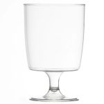 60 x One piece disposable plastic wine glasses (200ml). Ideal for picnics, camping and glamping, festivals, outdoor pool, bbq, garden and special occasions. Offer Pack of 60 glasses with 4 x AIOS drinks mats in box.