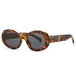 New Womens Fashion Oval Sunglasses 2023 Luxury Small Frame Sun Glasses For Ladies Men Round Eyeglasses UV400(Color:Brown)