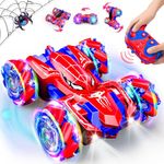 Remote Control Cars,vicia Spider Remote Control Cars for Kids RC Car with Flashing Lights Dual Motor 2.4 GHZ Anti-Interference Spiderman Toys 4-9 Christmas Halloween Presents for Boys Red