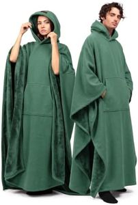 FREE THE SHEEP Eden Pocket Hoodie, Oversized Weighted Hoodie Cloak with Kangaroo Pocket and Ultra-Soft Faux Fur Liner, Willow Green (5'3 to 5'6)