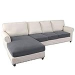 cjc Couch Covers 3 Piece Covers for Sectional Sofa L Shape Stretch Thicker Jacquard Separate Cushion Couch Chaise Cover for Living Room Sofa Slipcovers L Shape Furniture Cover (Grey, 4-Seater)