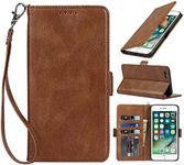 Cavor Luxury PU Leather Wallet for iPhone 6 plus Back Cover, for iPhone 6s plus 5.5'' Case, Flip Folio Cover with [Kickstand Feature] [Card Slots Holder] [Wrist Strap Lanyard] [Magnetic Closure] [RFID Blocking] Shockproof Protective Phone Case for iPhone 6plus/ 6s plus-Brown