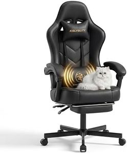 Kslysuty Desk Computer Gaming Chair - High Back Ergonomic Office Chair with Footrest and Lumbar Support, Swivel Comfy Home Gamer Video Game Chairs with Pocket Spring Cushion for Adults (Black Leather)
