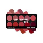 Swiss Beauty All About Lip Palette With 10 Pigmented Colors |Creamy Matte Finish Lip Colors Lipstick |Travel Friendly Lip Palette | Multicolor -01, 12gm