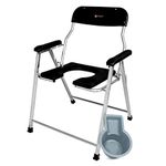 ARCATRON by Frido® | Foldable Anti-Slip Shower Commode Chair for Toilet with Stainless Steel Frame, Sturdy, 120Kg Capacity, Comfortable & Easy to clean Plastic Seat, Suitable for Elderly, Pregnant Women, or people with Limited Mobility, Made in India. (Wide - 23 Inches)