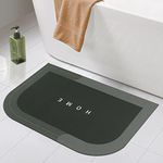 Story@Home Leather Bathroom Mat Aqua Collection Door Mat Anti-Slip Bath Mat Quick Drying Absorbent Mat For Home And Kitchen (40 X 60 Cm), Dark Grey, Rectangular