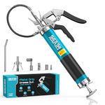 Seesii Heavy Duty 8000PSI Grease Gun Kit: Pistol Grip Grease Gun with 14oz Capacity, Quick-Release Coupler, 90°Adapter, Flexible Hose, Rigid Pipe for Automotive, Agricultural, Industrial