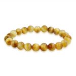 Semi Precious Gemstone Golden Tiger-Eye Round Bead 8MM Stacking Stretch Bracelet for Women Men Teen Unisex Single Strand