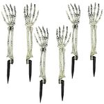 Halloween Realistic Skeleton Stakes Zombie Ghost Arm Stake Severed Plastic Skeleton Hands Yard Signs for Halloween Props Decorations(3 Pairs)
