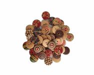 Ekta Enterprise Multicoloured Printed Wooden Buttons with 2 Holes for DIY Crafting, Knitting, Crochet, Scrapbooking, Sewing, Card Making and School Projects Decoration Pack of 50 (Medium Size (20mm))