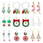 Christmas Earrings for Women Christmas Tree Dangle Earrings Snowflake Santa Candy Cane Snowman Penguin Earrings Holiday Winter Earrings Christmas Stocking Stuffers Gifts, Adjustable, Metal, No