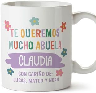 MUGFFINS Tazas Personalizadas para ABUELA - En Español - Te queremos mucho Abuela - 11 oz / 330 ml - Regalo personalizable original y divertido