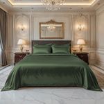 LINENWALAS 100% Pure Bamboo Silk Bedsheet with Oxford Pillow Cover for Single Size Bed, Natural Soft Oeko-Tex Certified & Thermoregulating Bedding Best for Hair & Skin (60"x90", Olive Green)