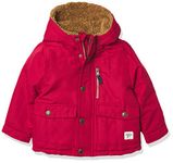 OshKosh B'Gosh Boys' Heavyweight Colorblock Puffer Coat Parka, Solid Red, 4 Years