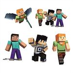 PRETTY UR PARTY Minecraft Theme Paper Cutouts for Birthday Parties, Minecraft Party Supplies Decor, Minecraft Bday Party Decoration, Gaming Cutouts for Party, Bedroom Wall, Boys, Gamers - (10 pcs)