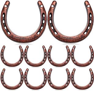 Shimeyao Cast Iron Horseshoe Bulk 4.5 x 4.3 Inch Horseshoes for Adults Wall Hung Good Luck Handmade Christmas Decorations Horse Theme Party Wedding Birthday Supplies(Red Bronze, 10 Pcs)