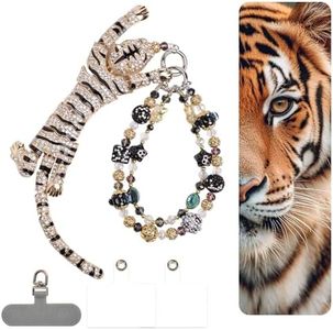 XODITO Jewelry Phone Charms Strap Diamond Phone Charm Anti-drop Cellphone Wrist Strap (Golden Tiger)