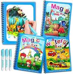 3 Pack Magic Water Painting Books, Reusable Water Coloring Book for Kids, Doodling Paint with Water Magic Pen Painting Board