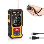 PREXISO Mini Laser Measure, 135Ft Rechargeable Laser Distance Meter with High Accuracy Multi-Measurement Units M/In/Ft, and Pythagorean, Distance, Area, Volume Modes