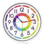 AMOTOFO Time Teaching Clock 12 Inch Silent Wall Clock for Kids Learning Time, Silent Non-Ticking Quartz Decorative Wall Clock for Teacher's Classrooms or Children's Bedrooms