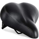 Bikeroo Extra Padded Bike Seat - Firm Comfortable Bike Seats for Men & Women - Compatible with Peloton, NordicTrack, Schwinn, Indoor Stationary Exercise Bikes - Wide Bicycle Seat Replacement Saddle