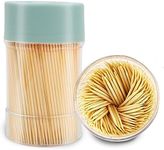 TRTRin Bamboo Toothpicks [3000 Count] - With Reusable Toothpick Holder, Sturdy Smooth Finish Tooth Picks, for Party, Appetizer, Olive, Barbecue, Fruit and Teeth Cleaning, Green.